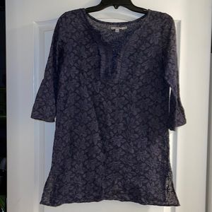 Women’s Calypso Navy Blue Lace Blouse Size Small